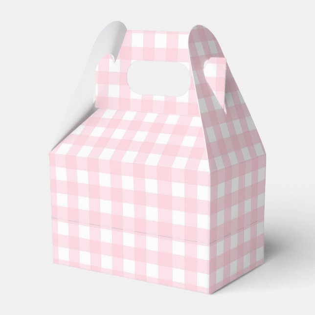 Pink Gingham Favour Box (Front Side)