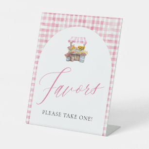 Pink Gingham Fresh Off The Market Favors Sign