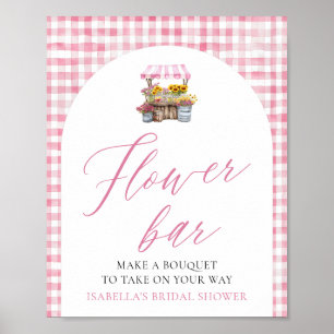 Pink Gingham Fresh Off The Market Flower Bar Sign