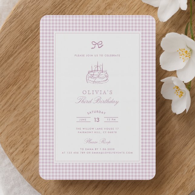 Pink Gingham Girl’s Birthday Party Invitation (Creator Uploaded)