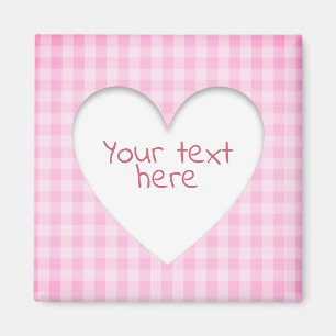 Pink Gingham Heart Magnet