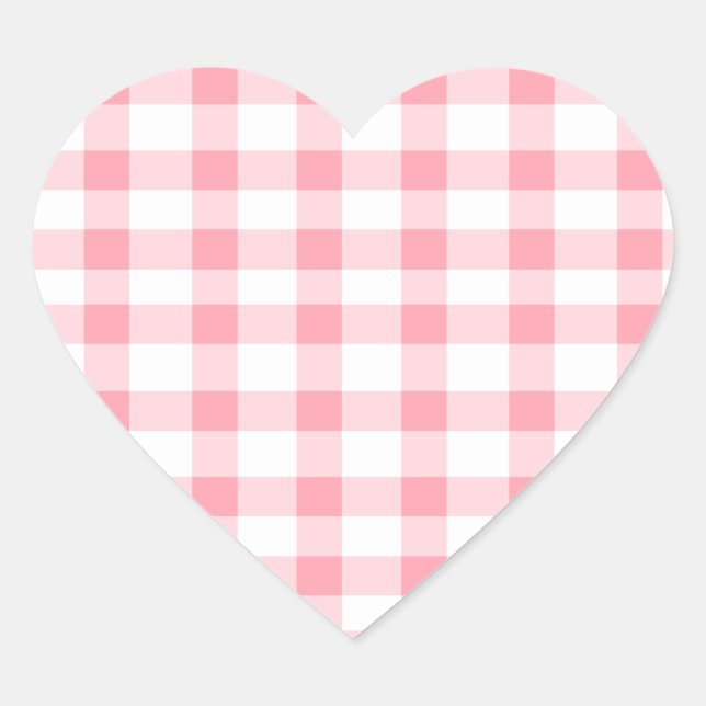 Pink Gingham Heart Sticker (Front)