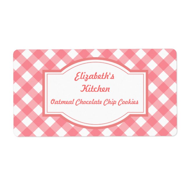 Pink Gingham Kitchen Labels (Front)