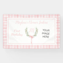 Pink Gingham Laurel Crest Birthday