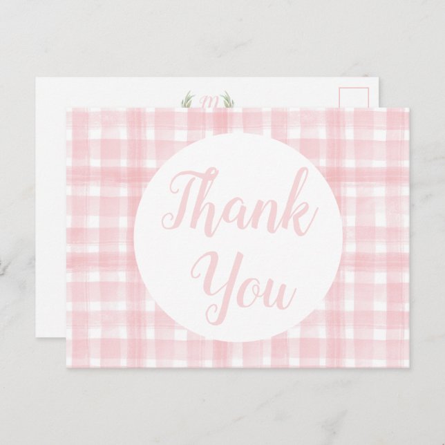 Pink Gingham Laurel Crest postcards (Front/Back)