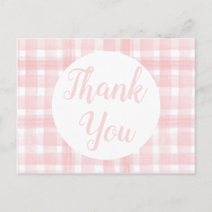 Pink Gingham Laurel Crest postcards