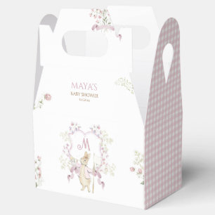 Pink Gingham Monogram Peter the Rabbit Baby Shower Favour Box