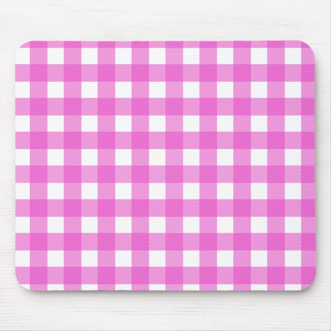 Pink gingham mouse pad (Front)