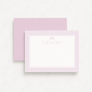 Pink Gingham Nursery Note Card