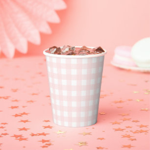 Pink Gingham Paper cup