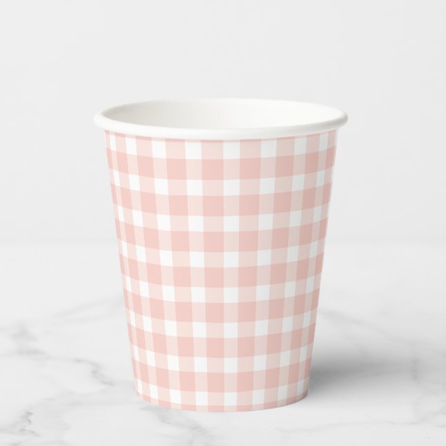Pink Gingham Paper Cups (Front)