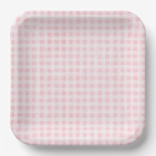 Pink Gingham Paper Plates