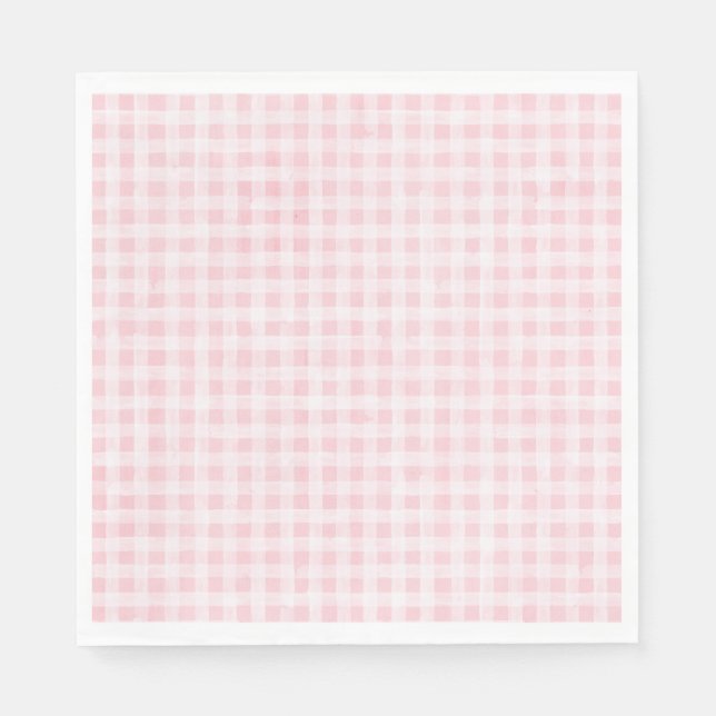 Pink Gingham Party Napkins (Front)