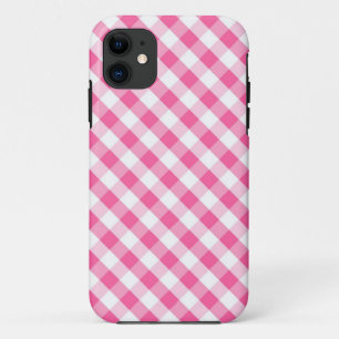 Pink Gingham Pattern iPhone 11 Case