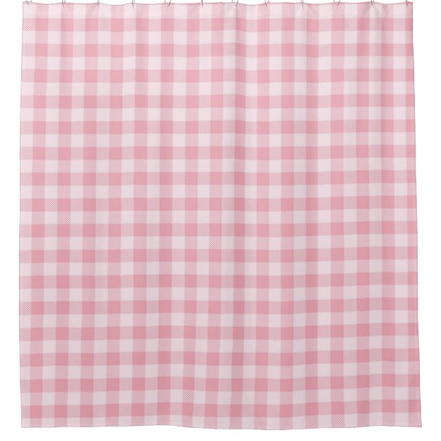 Pink Gingham Pattern Girly Check Plaid Checkered Shower Curtain (Front)