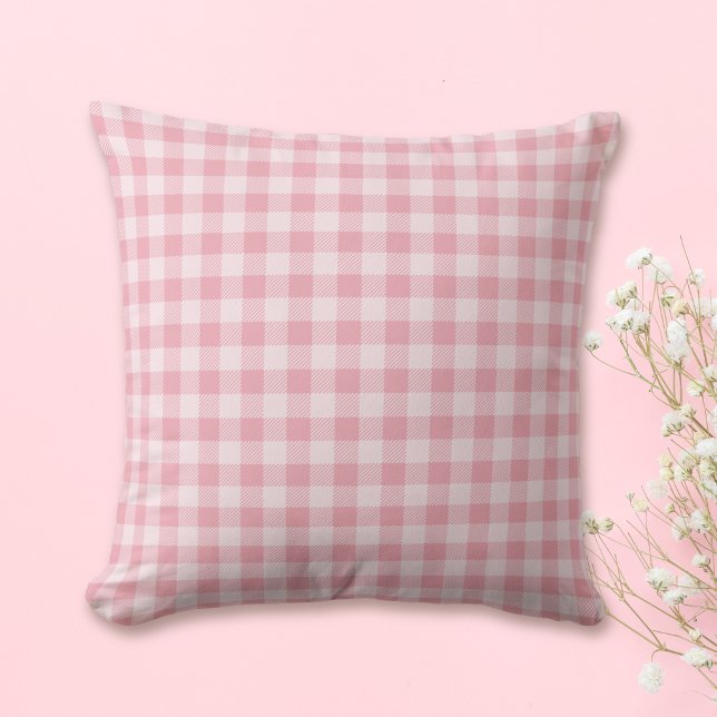 Pink Gingham Pattern Girly Check Plaid Chequered Cushion (Creator Uploaded)