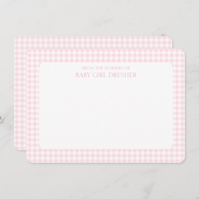 Pink Gingham Personalised  Card (Front/Back)