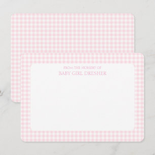 Pink Gingham Personalised Card
