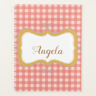 Pink Gingham Personalised Planner