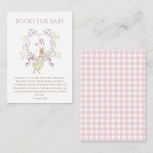 Pink Gingham Peter the Rabbit Baby Shower Books  Enclosure Card