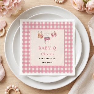 Pink Gingham Picnic Basket Grill Baby Q Napkin
