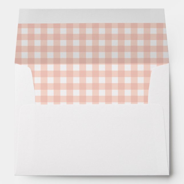 Pink Gingham Plaid Birthday Party Envelope (Back (Bottom))