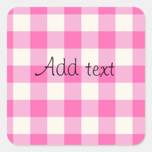 Pink Gingham Plaid Cottagecore Square Sticker