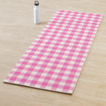 Pink Gingham Plaid Cottagecore Yoga Mat<br><div class="desc">Modern spring picnic trend,  with gingham plaid tartan pattern in hot pink and white colours.</div>