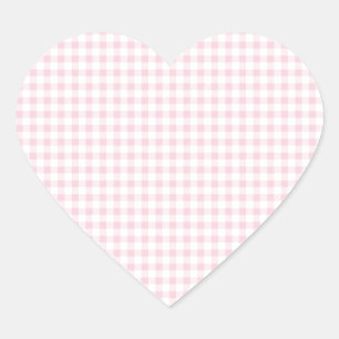 Pink Gingham Plaid Heart Sticker