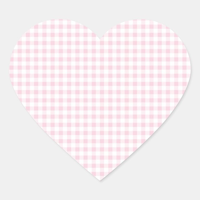 Pink Gingham Plaid Heart Sticker (Front)