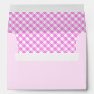 Pink Gingham Plaid Lined Envelope