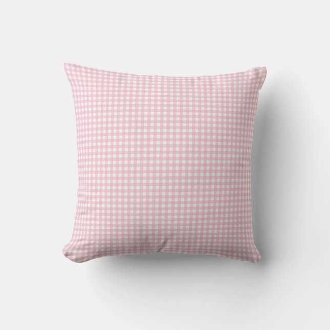 pink gingham plaid pliiow cushion (Front)