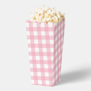 Pink Gingham Plaid Popcorn Party Favour Box