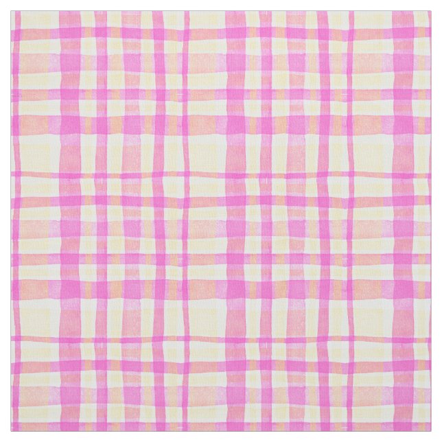 Pink gingham plaid summer fabric (Swatch)