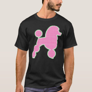 Pink Gingham Poodle with Pom Poms T-Shirt