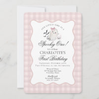 Pink Gingham Preppy Ghost Spooky One 1st Birthday