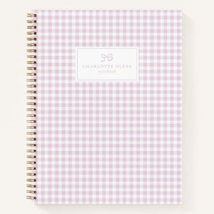 Pink Gingham, Preppy & Pastel Aesthetic Notebook