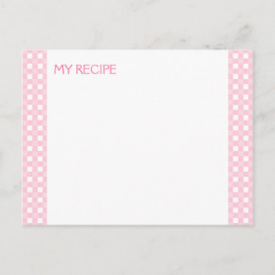 Pink Gingham Recipe Cards