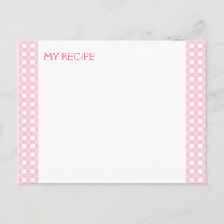 Pink Gingham Recipe Cards