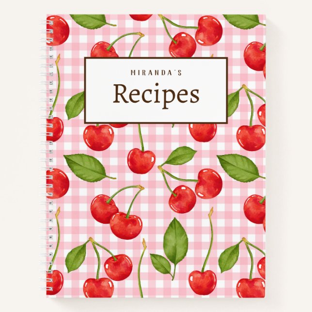 Pink Gingham & Red Cherry Picnic Recipe Book (Front)