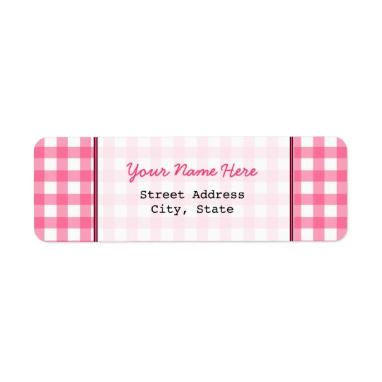 Pink Gingham Return Address Label