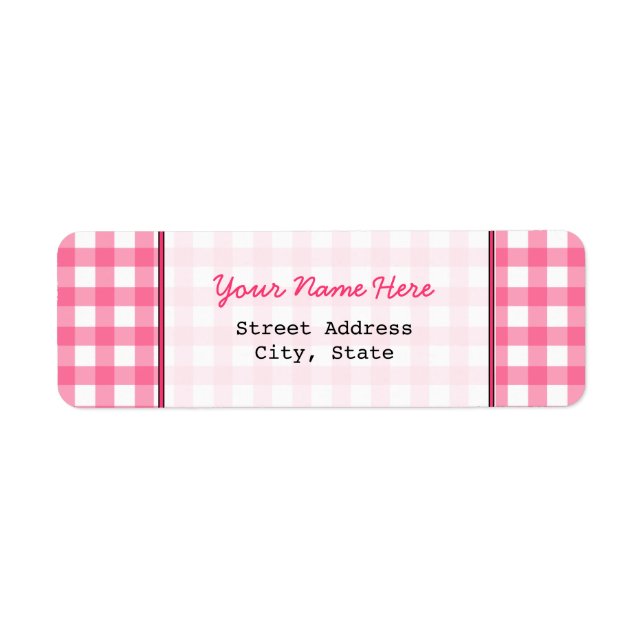 Pink Gingham Return Address Label (Front)