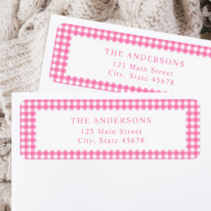 Pink Gingham Return Address Label