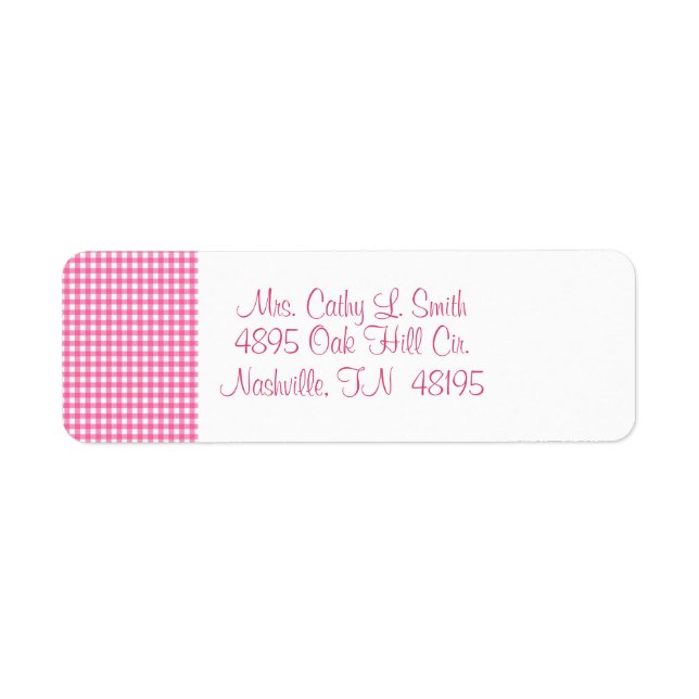 Pink Gingham Return Address Labels (Front)