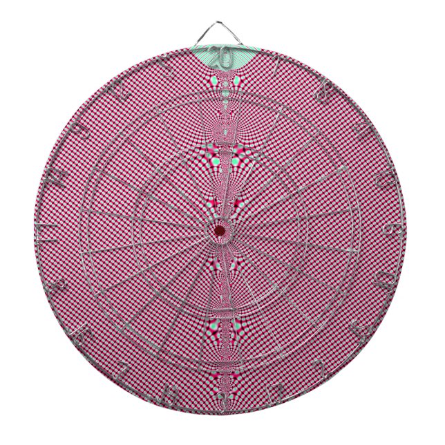Pink Gingham Shirt Fractal Dartboard (Front)