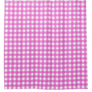Pink gingham shower curtain