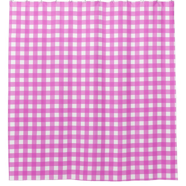 Pink gingham shower curtain (Front)