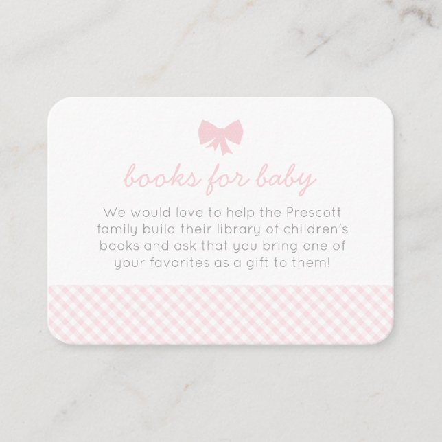 Pink gingham shower enclosure card (Front)