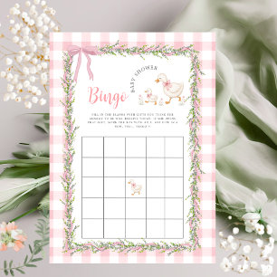 Pink Gingham Silly Goose Baby Shower Bingo Game 