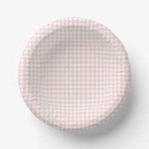 Pink Gingham Spring Birthday Party Paper Plate